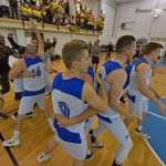 Sport - Kosarka - Breg Mediachem - Veselje po zmagi na tretji polfinalni tekmi play-offa D-lige in napredovanje v visjo C ligo silver