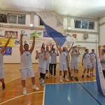 Sport - Kosarka - Breg Mediachem - Veselje po zmagi na tretji polfinalni tekmi play-offa D-lige in napredovanje v visjo C ligo silver