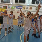 Sport - Kosarka - Breg Mediachem - Veselje po zmagi na tretji polfinalni tekmi play-offa D-lige in napredovanje v visjo C ligo silver