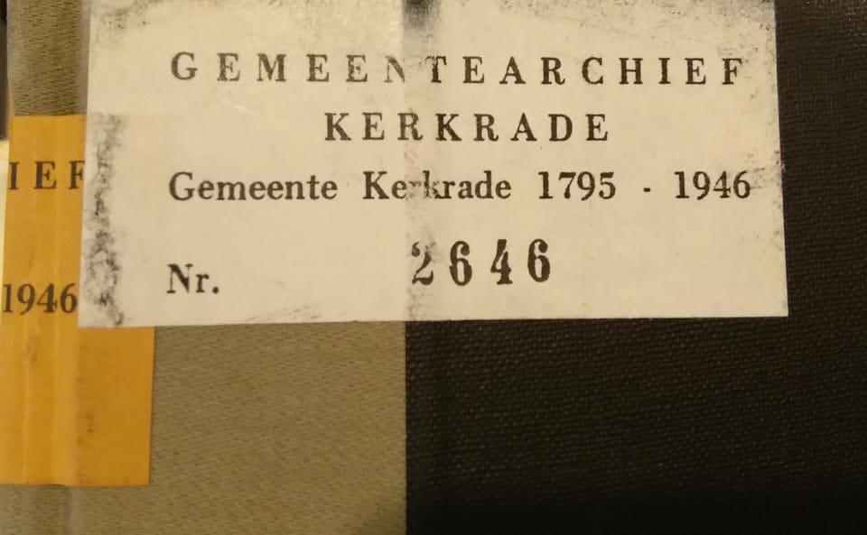 Foto 1 Arhiv občine Kerkrade.
Seznam prebivalcev in družin med leti 1795 - 1946