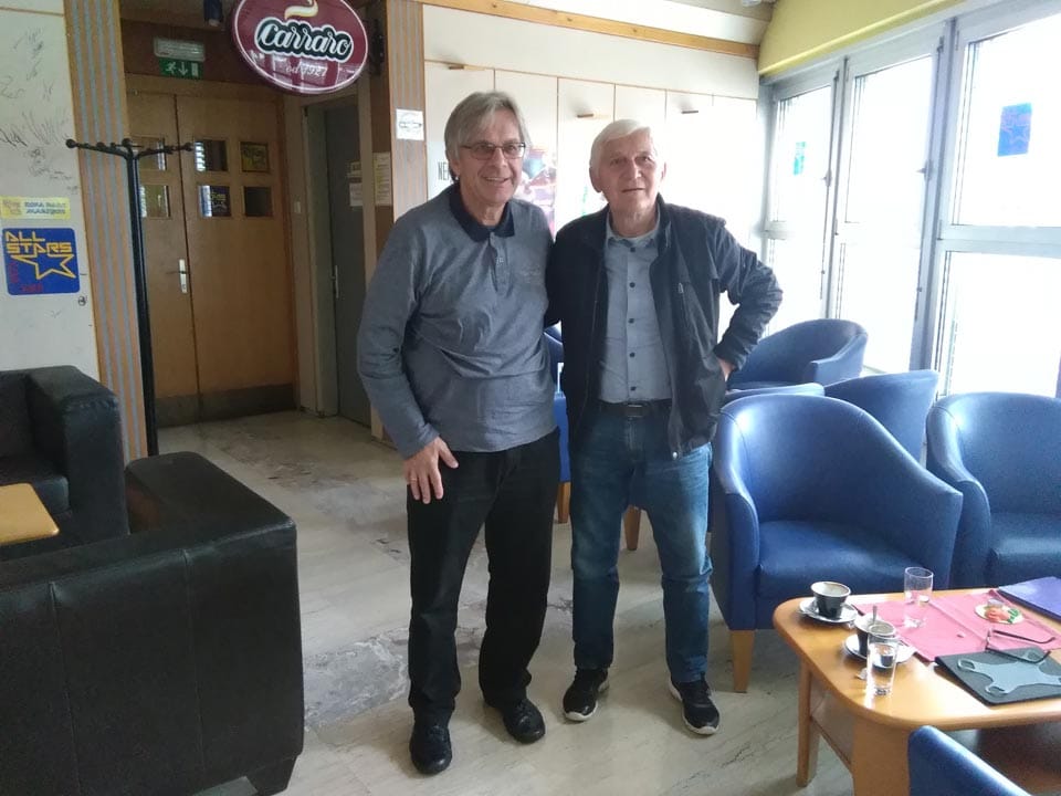 1. foto 
 Na obisku v Mariboru. Tomislav Prosen je edini slovenski igralec, ki ga je eno sezono v dresu Nec-a treniral Wiel Coerver.