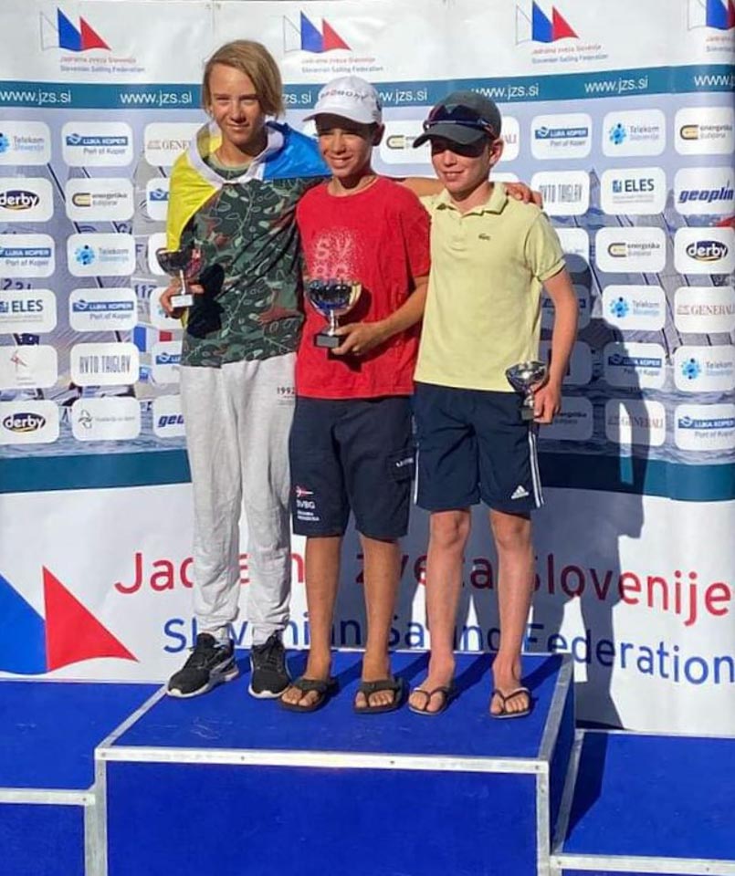 Optimist, slovensko prvenstvo v Izoli: Zala Sterni in Giovanni M