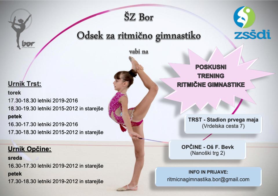 Odsek za ritmično gimnastiko ŠZ Bor vabi k vpisu deklic