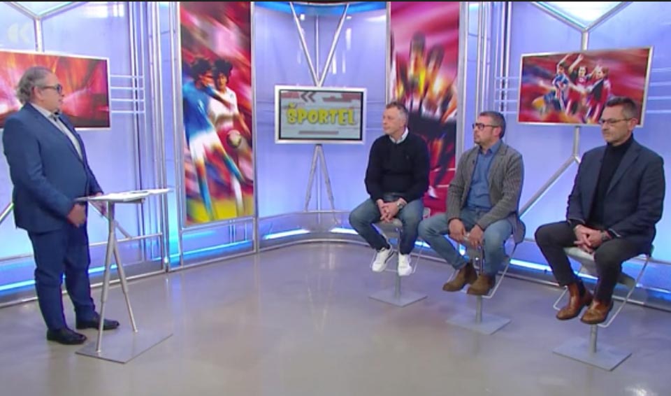 Od leve: voditelj Igor Malalan, Dean Oberdan, Marko Crismancich in Pavel Vidoni