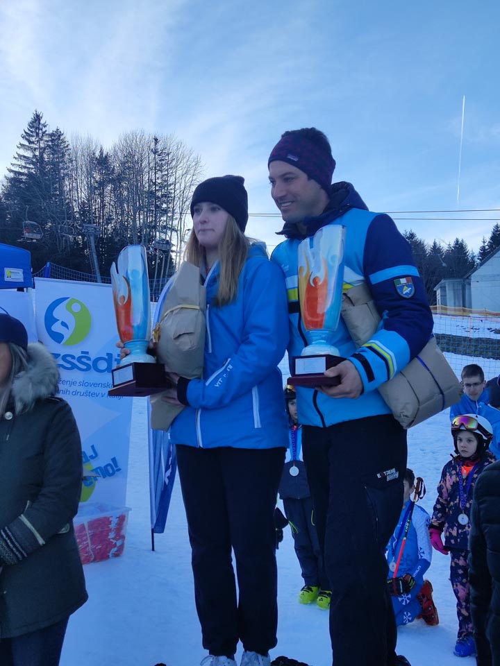 Trbiž; Mattia Cargnel (SCM Calvario) in Ela Vodopivec (SK Goric